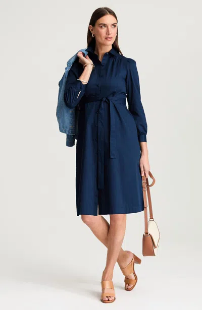Jjill Button-front Shirtdress In Blue