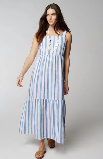 Jjill J.jill Cabana-striped Midi Dress In White Multi