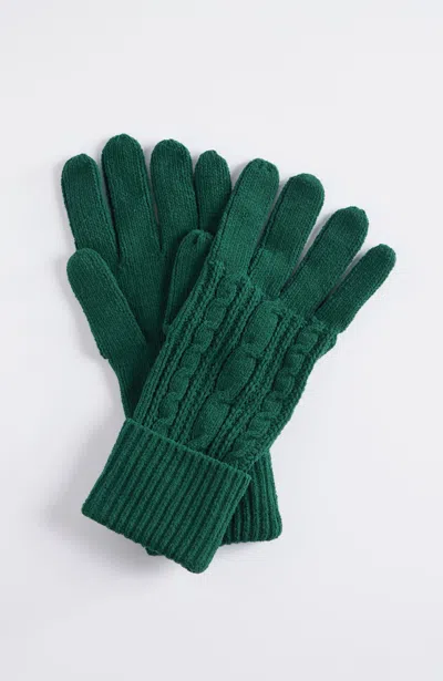 Jjill J.jill Cable-knit Chenille Gloves In Emerald