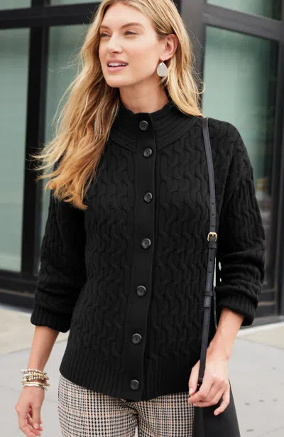 Jjill J.jill Cabled Button-front Cardi In Black