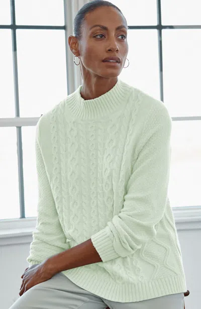 Jjill J.jill Cabled Mock-neck Sweater In Green