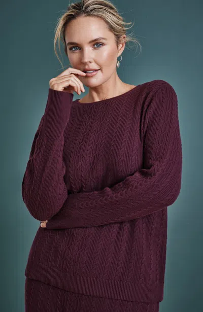 Jjill J.jill Cabled Sweater Pullover In Burgundy