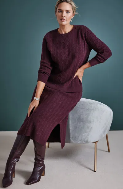 Jjill J.jill Cabled Sweater Skirt In Burgundy