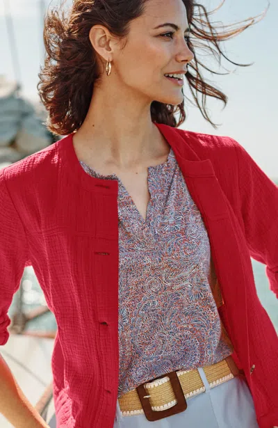 Jjill Cap-sleeve Tee Shirt In Red
