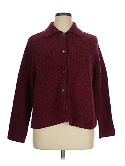 Pre-owned Jjill Cardigan Sweater In Burgundy