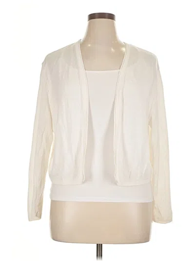 Pre-owned Jjill Cardigan Sweater In White