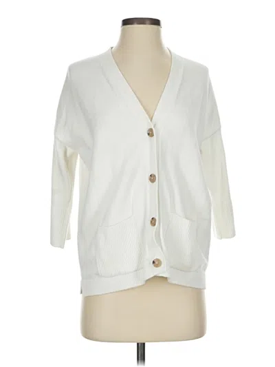 Pre-owned Jjill Cardigan Sweater In White