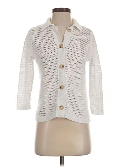 Pre-owned Jjill Cardigan Sweater In White