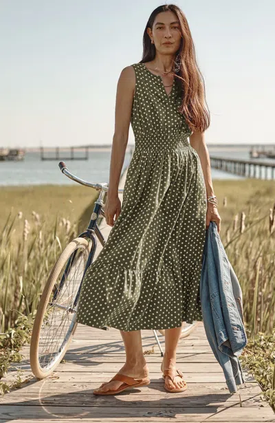 Jjill J.jill Carefree Midi Dress In Pesto Classic Dot