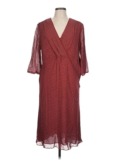 Pre-owned Jjill Casual Dress In Burgundy