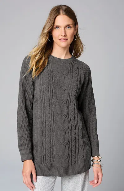 Jjill J.jill Chenille Cabled Tunic In Oxford Grey