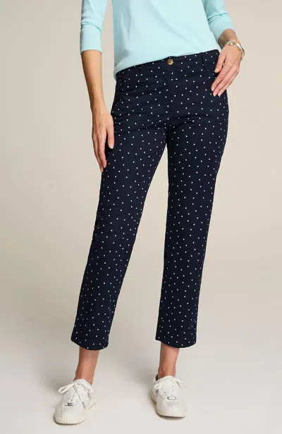 Jjill J.jill Chino Straight-leg Pants In Navy Blue,delicate Dots