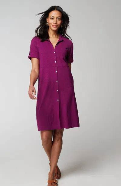 Jjill J.jill Classic Cotton-slub Shirtdress In Berry Wine