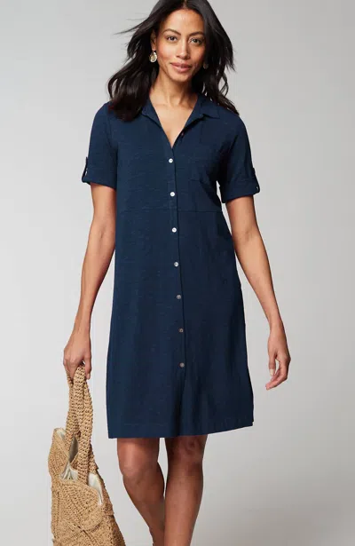 Jjill J.jill Classic Cotton-slub Shirtdress In English Channel