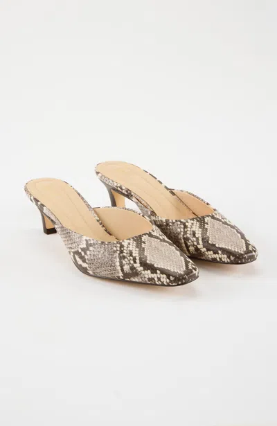 Jjill Cleo Tilted-heel Mules Shoes In Light Rich Truffle Snake