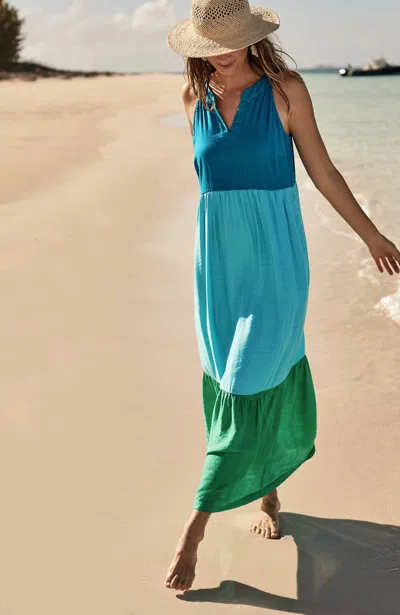 Jjill J.jill Color-block Maxi Dress In Mediterranean Multi