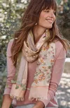 Jjill J.jill Compassion Fund Floral-embroidered Scarf In Pink Macaroon Multi