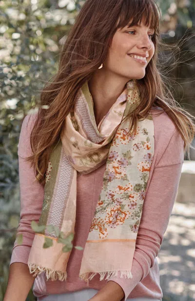 Jjill J.jill Compassion Fund Floral-embroidered Scarf In Pink Macaroon Multi