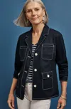 Jjill J.jill Contrast-stitched Jacket In Navy Blue,cream