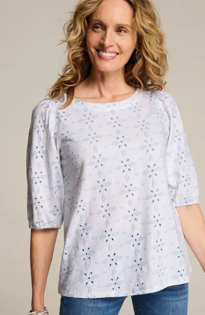 Jjill J.jill Contrasting-eyelet Knit Top In Multi