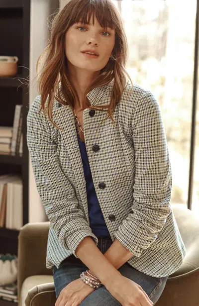 Jjill J.jill Convertible-collar Knit Blazer In Barley Multi