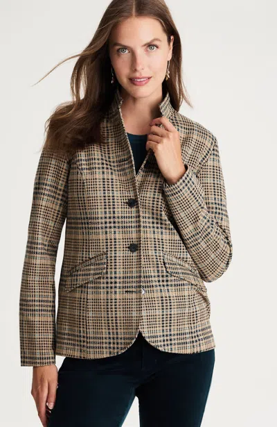 Jjill Convertible-collar Knit Blazer In Golden Beige Multi