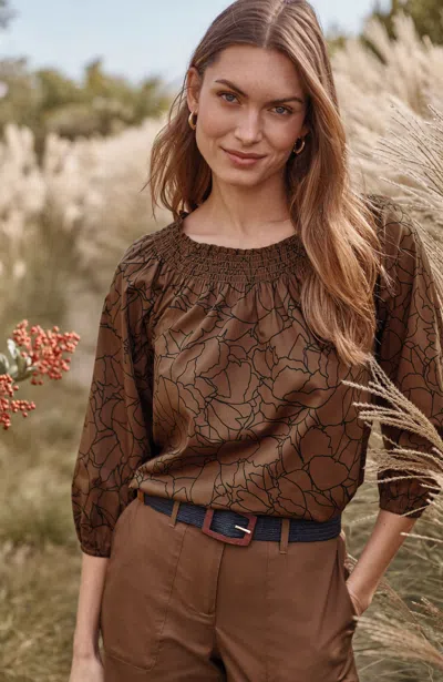 Jjill Convertible-shoulder Top In Brown