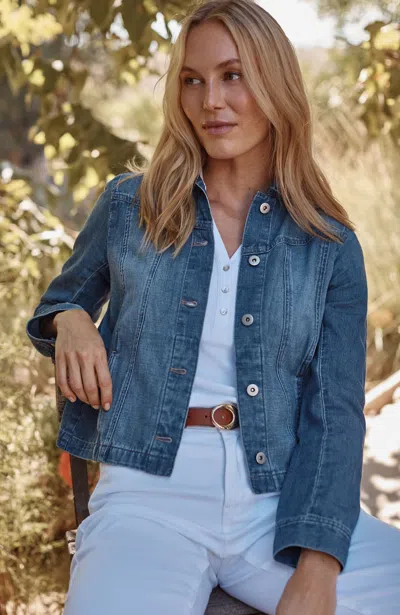 Jjill Cotton & Linen Seamed Denim Jacket