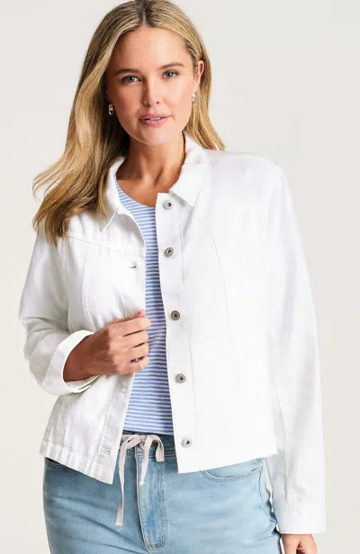 Jjill Cotton & Linen Seamed Denim Jacket In White