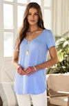 Jjill J.jill Cotton And Tencel™ Modal Shirttail Tunic In Clear Pond
