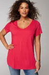 Jjill J.jill Cotton And Tencel™ Modal Shirttail Tunic In Strawberry Jam