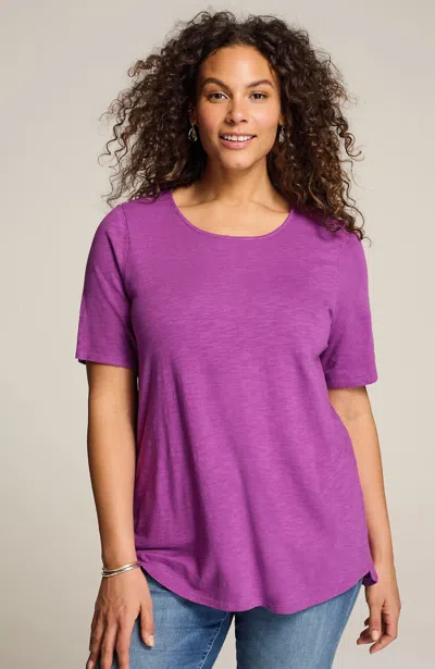 Jjill J.jill Cotton-blend Elbow-sleeve Tunic In Boysenberry