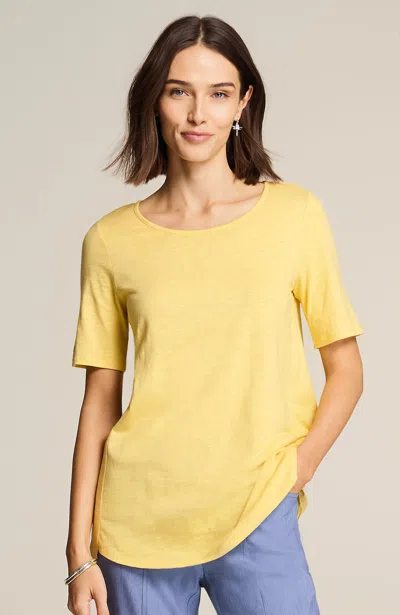 Jjill J.jill Cotton-blend Elbow-sleeve Tunic In Lemon