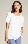 Jjill J.jill Cotton-blend Elbow-sleeve Tunic In White