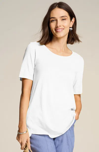 Jjill J.jill Cotton-blend Elbow-sleeve Tunic In White