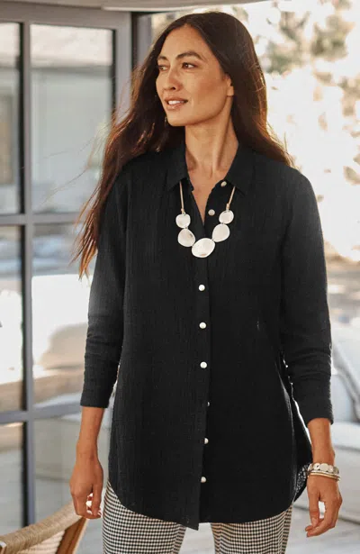 Jjill J.jill Cotton-gauze A-line Tunic In Black