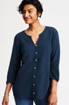 Jjill J.jill Cotton-gauze Bias-cut Top In Blue