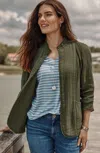 Jjill J.jill Cotton-gauze Fringe Jacket In Light Pesto