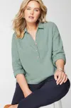 Jjill J.jill Cotton-gauze Mixed-media Shirt In Blue Dusk