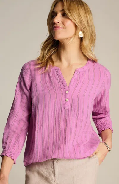 Jjill J.jill Cotton-gauze Smocked-sleeve Top
