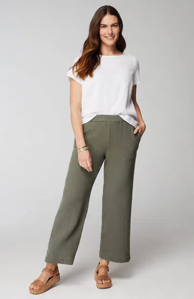 Jjill J.jill Cotton-gauze Straight-leg Crops In Caraway