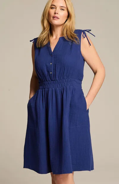 Jjill J.jill Cotton-gauze Tie-sleeve Dress
