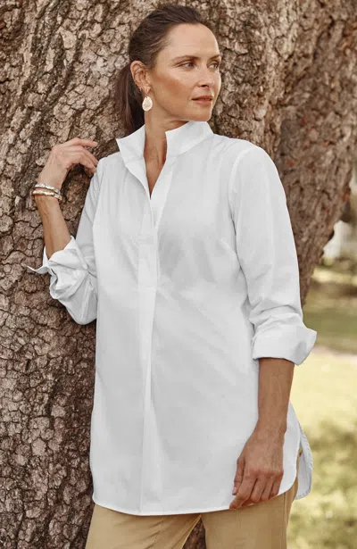 Jjill J.jill Cotton Stand-collar Tunic In White
