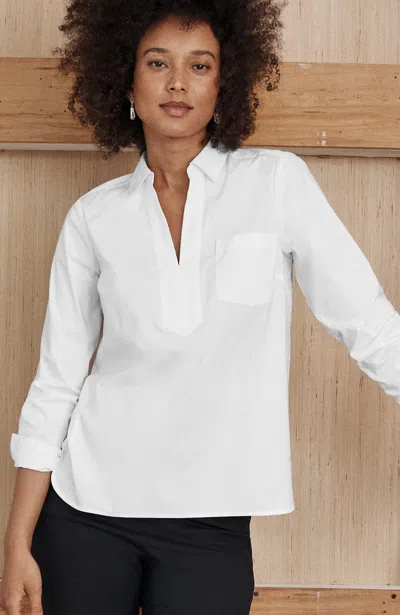 Jjill J.jill Cotton-stretch Trapunto-stitched Popover In White