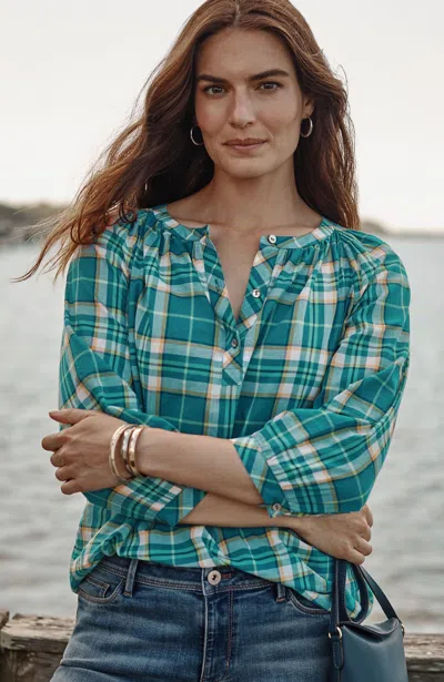 Jjill J.jill Cotton Voile Pullover Top In Blue Ocean Multi
