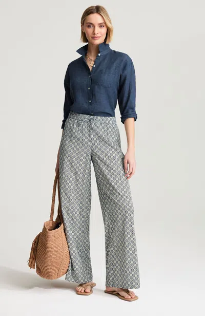 Jjill Cotton Voile Wide-leg Pants In Blue