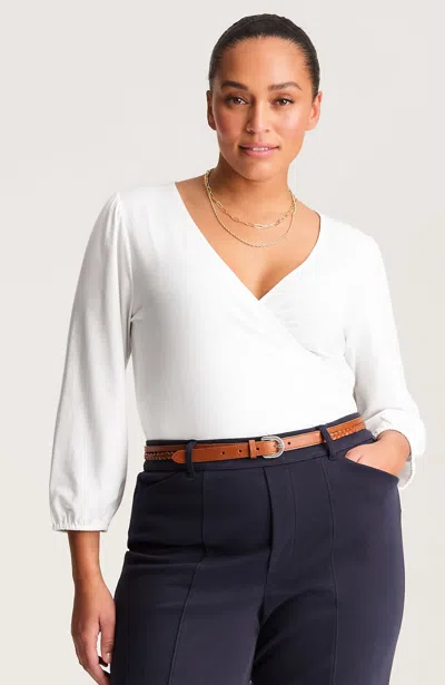 Jjill Cotton-blend Wrap Top In White