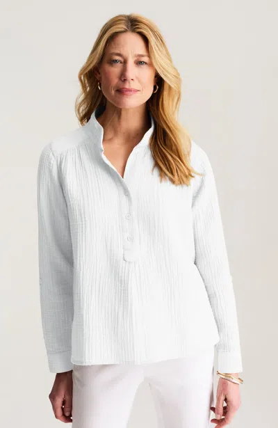 Jjill Cotton-gauze Henley Popover In White
