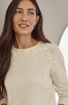 Jjill J.jill Cozy Luxe Hand-embroidered Pullover Sweater In Soft Oatmeal Heather