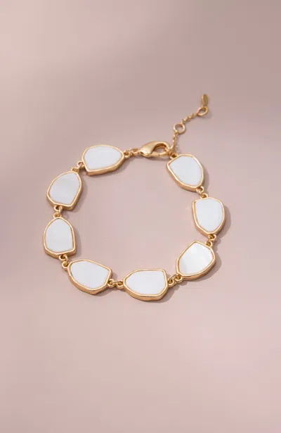 Jjill Cultured Mother-of-pearl Chain Bracelet In White